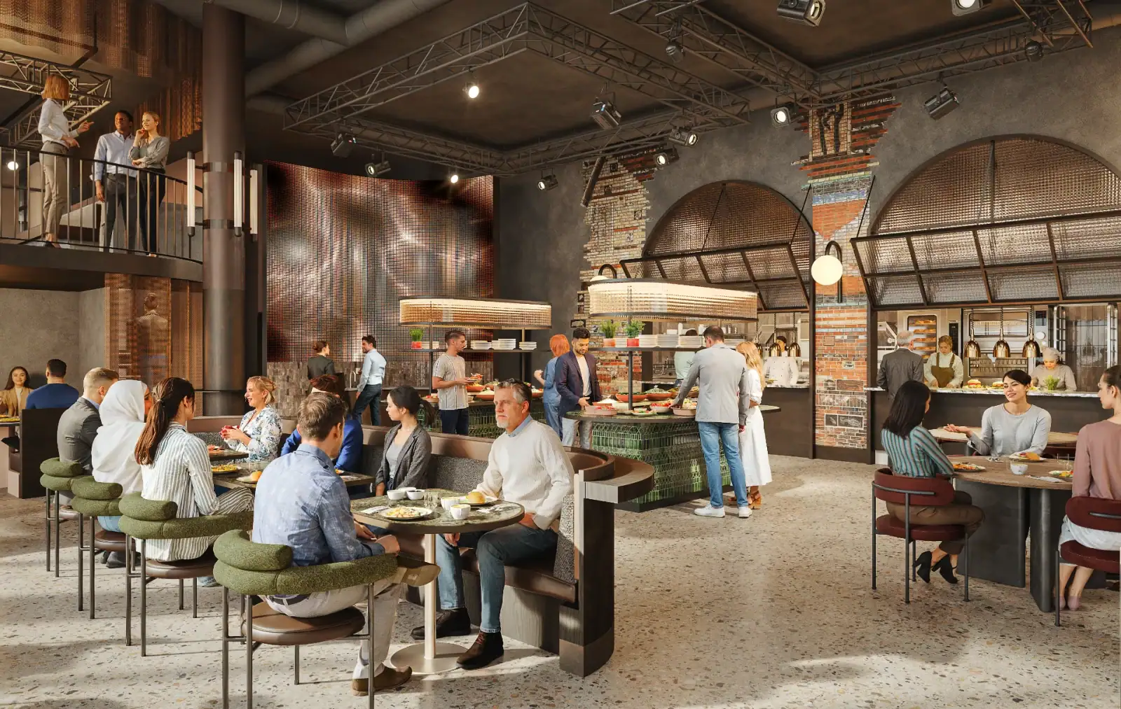 Byhallen Oslo Spektrum – Lunsjstemning visualisert av Goldbox